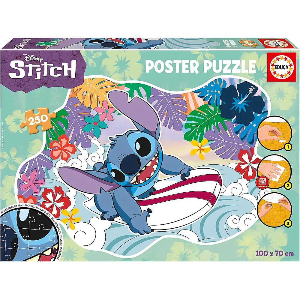 Educa Puzzle Lilo & Stitch Stitch auf Surfbrett 250Teile