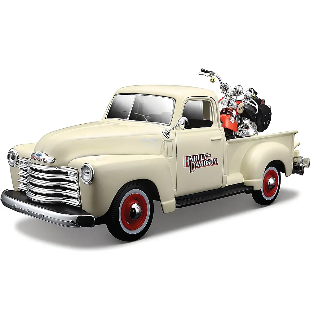 Maisto 1:24 Chevrolet Chevy Pickup 1950 & Harley Davidson Heritage | Die-Cast Modelle