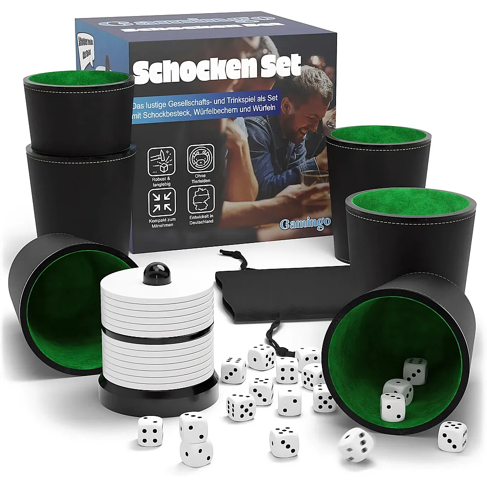 Gamingo Schocken Set Komplett mit 6 W�rfelbechern | Partyspiele