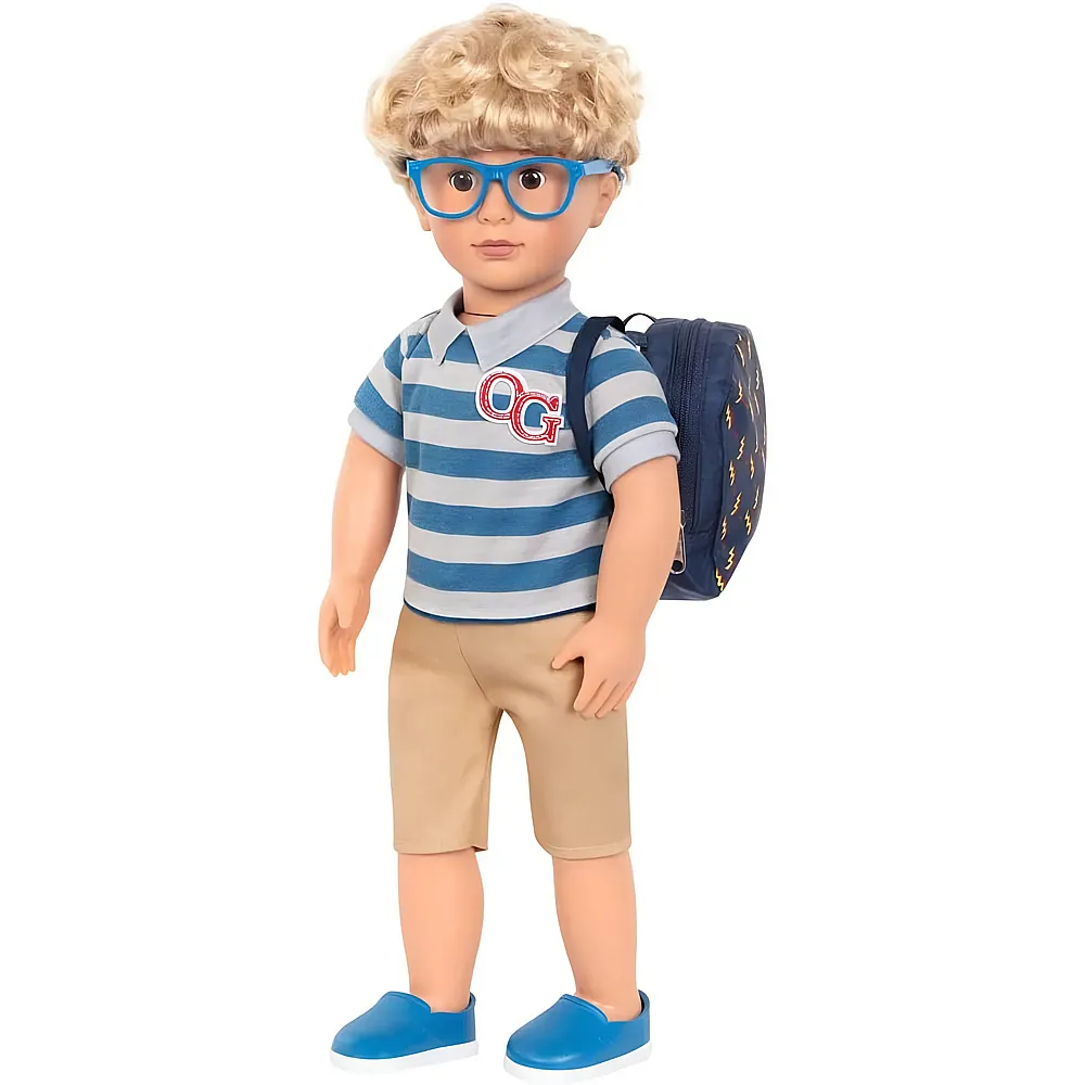 Our Generation Junge Leo mit Schultasche, Brille - 46 cm