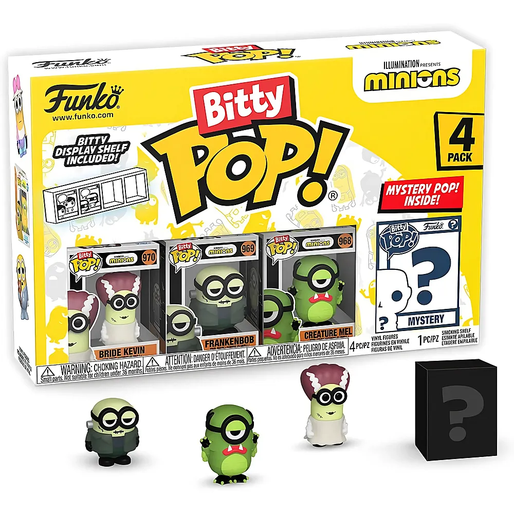 meinspielzeug - Funko Bitty Pop Frankenbob, Bride Kevin, Creature Mel und Mystery 4Teile Minions | Lizenzfiguren