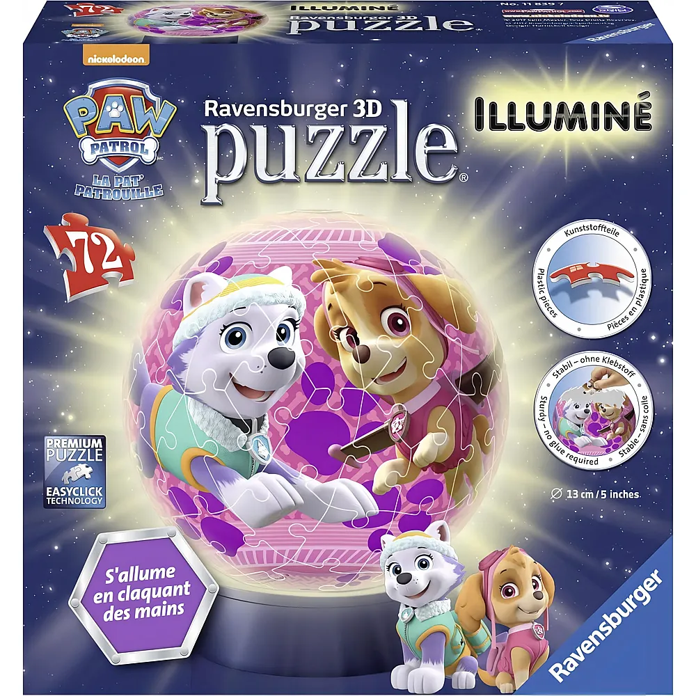Ravensburger Puzzleball mit LED Paw Patrol - 72 Teile