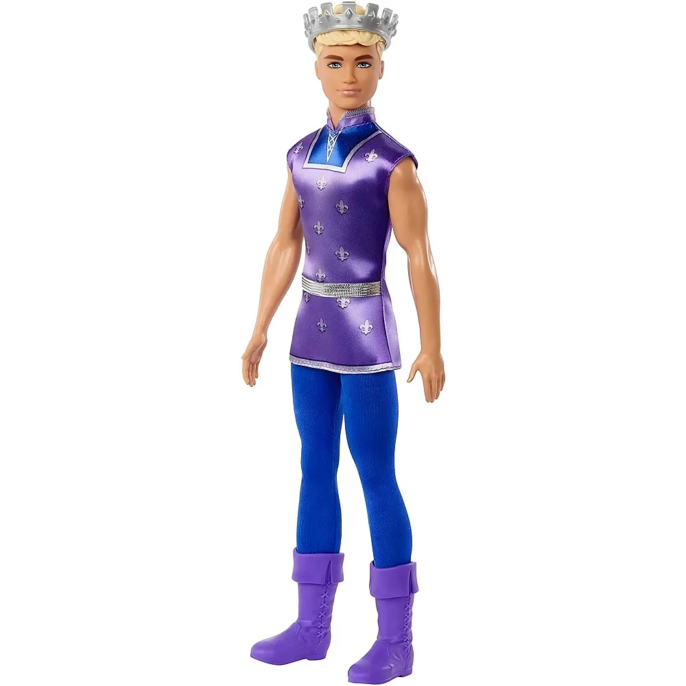 Barbie Dreamtopia K�niglicher Prinz Ken mit silberner Krone, lila Outfit und Reitstiefeln
