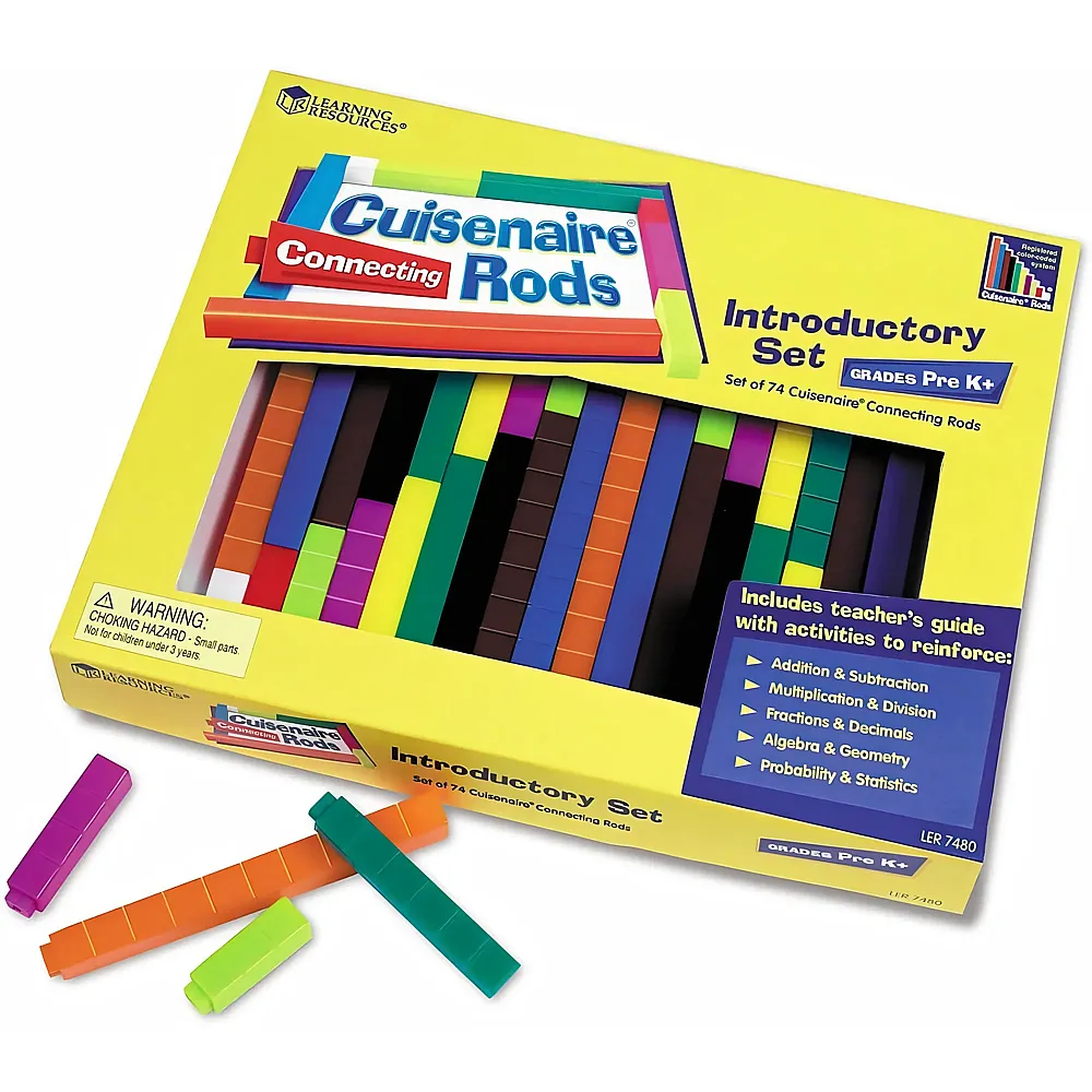 Learning Resources Zusammensteckbare Cuisenaire-St�bchen aus Kunststoff  Einsteigerset Set mit 74 St�ck