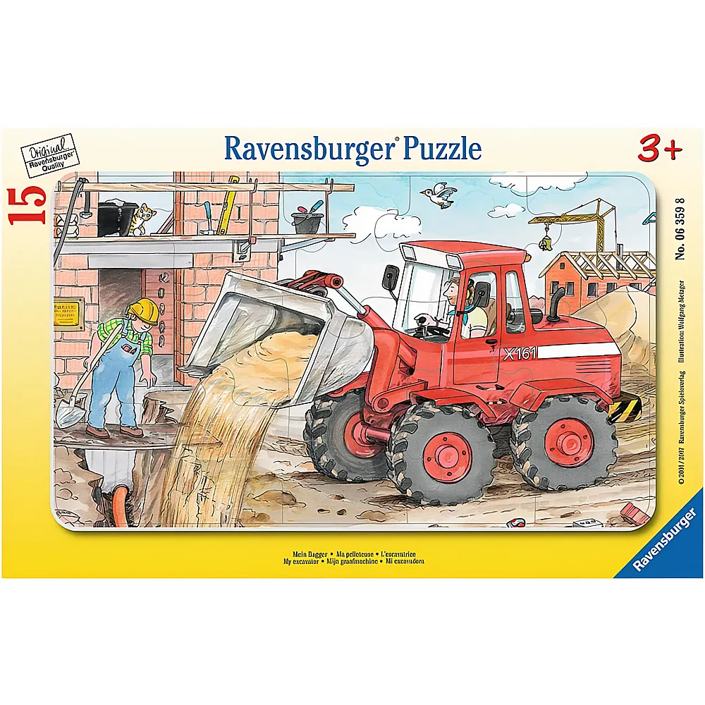 Ravensburger Rahmenpuzzle Mein Bagger 15Teile