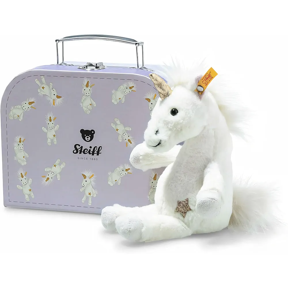 Steiff Unica Schlenker-Einhorn im Koffer Weiss - 20 cm