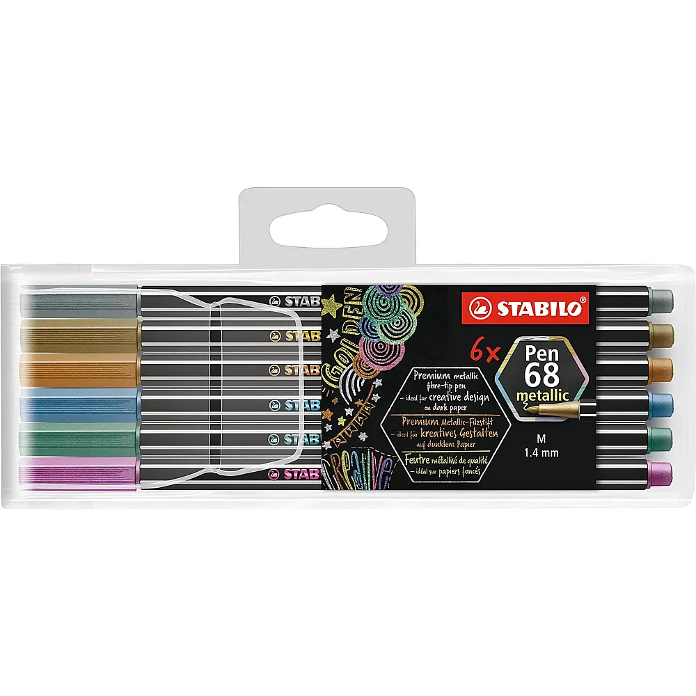 Stabilo Filzstift Pen 68 Metallic - 6 Teile | Farbe & Kreide