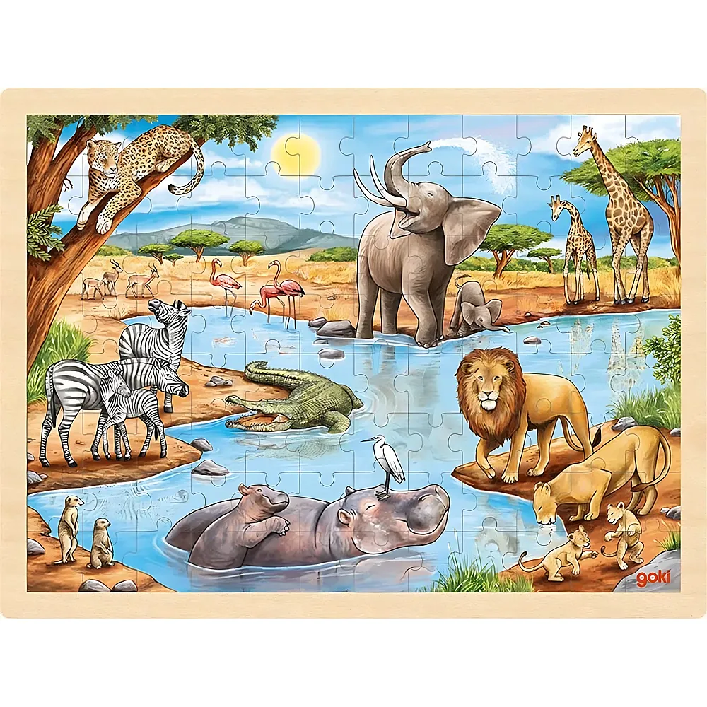 Goki Einlegepuzzle Afrikanische Savanne 96Teile | Rahmenpuzzle