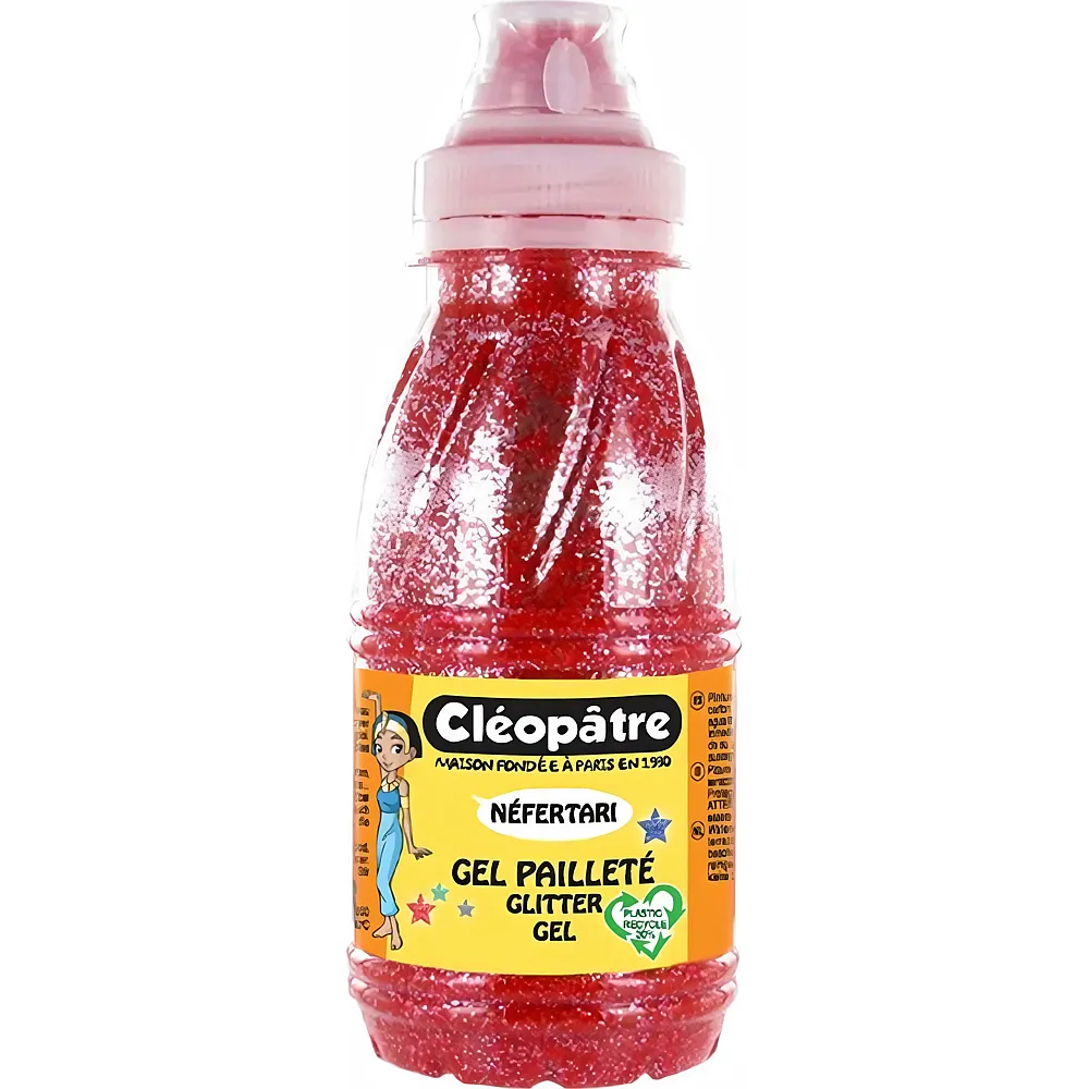 Cleopatre Nefertari Glitter-gel � Farbloses Gel Mit Glitter 250ml Rot