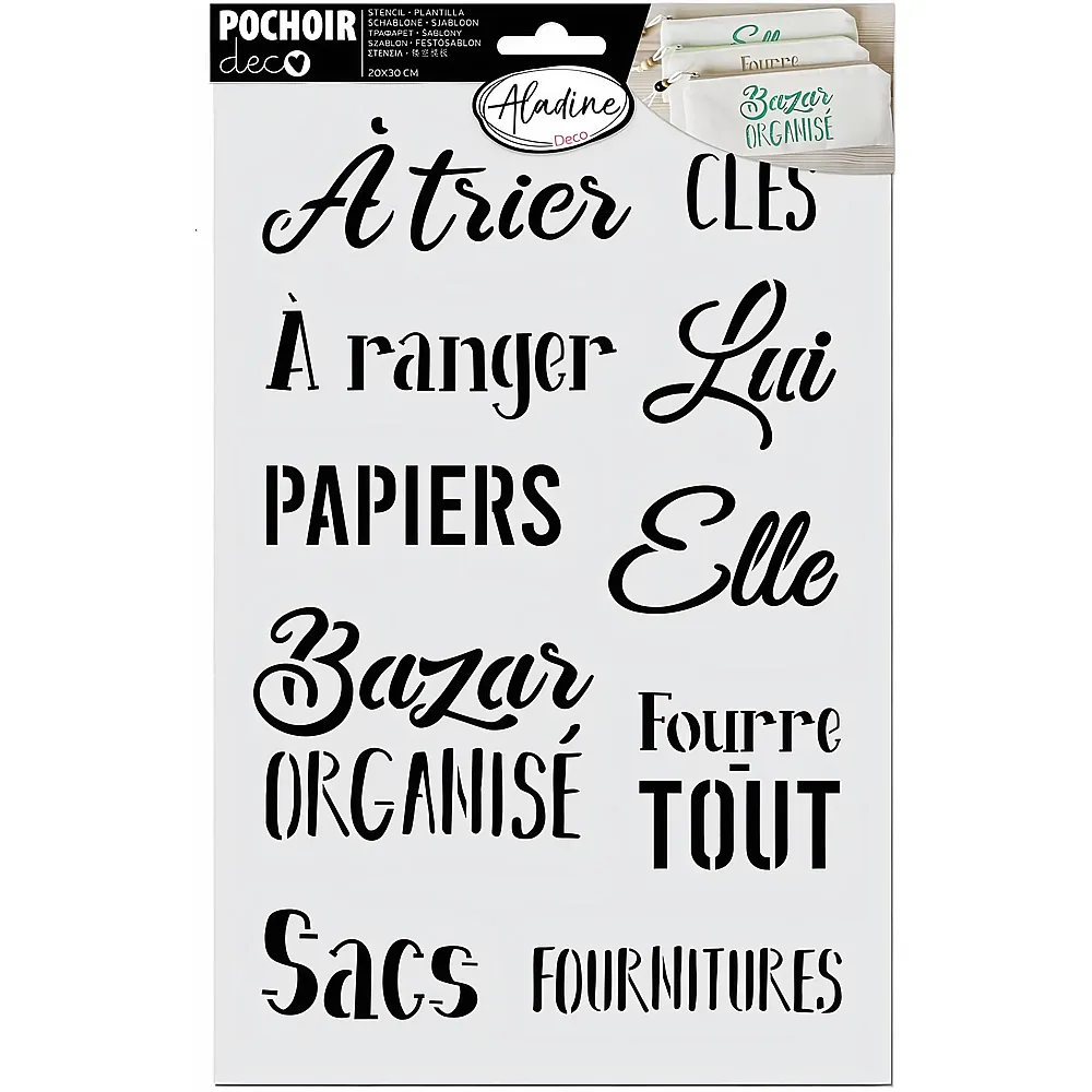 Aladine Pochoir deco Schablone Organisation - Franais