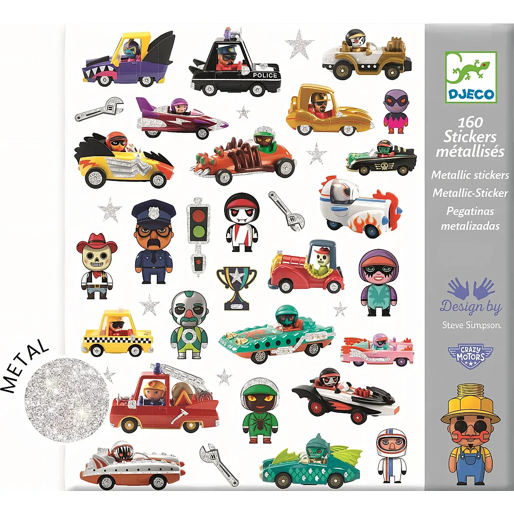 Djeco Sticker metallic Crazy Motors