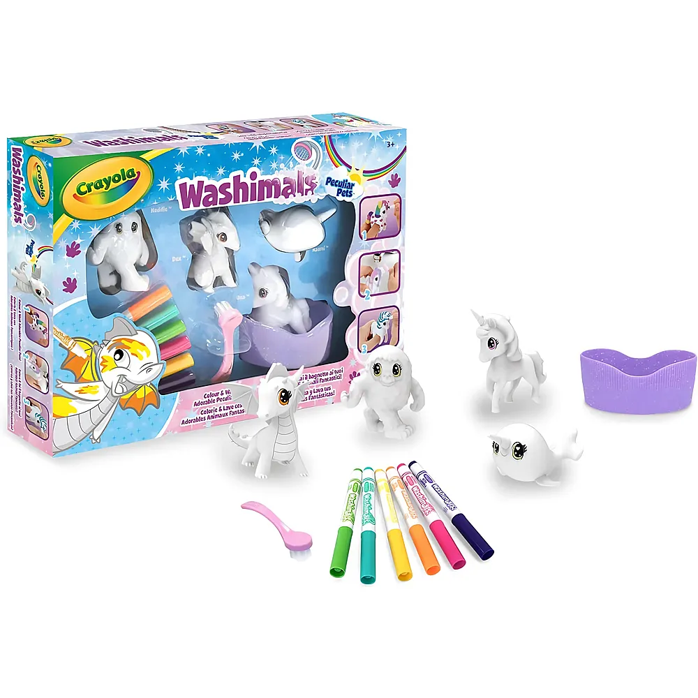 meinspielzeug - Crayola Washimals Spielfiguren Set zum Bemalen und Baden | Badespielzeug