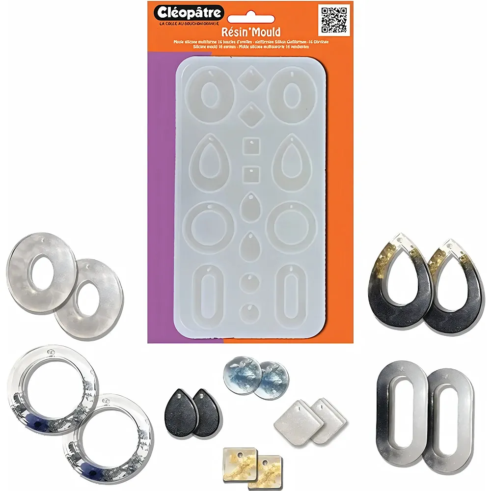 Cleopatre Durchsichtige Resin Silikon Form Fur 16 Ohrringe 8 Paare 2