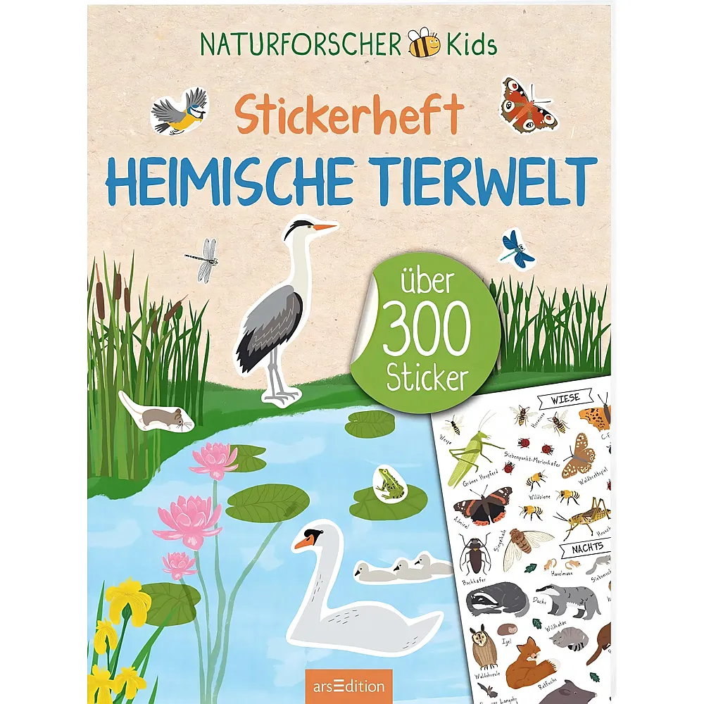 ars Edition Naturforscher-Kids  Stickerheft Heimische Tierwelt