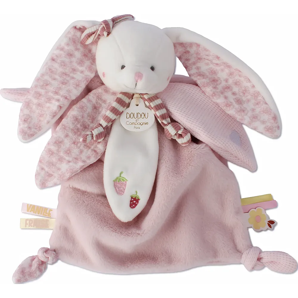 Doudou et Compagnie Schmusetuch Hase rosa 25cm