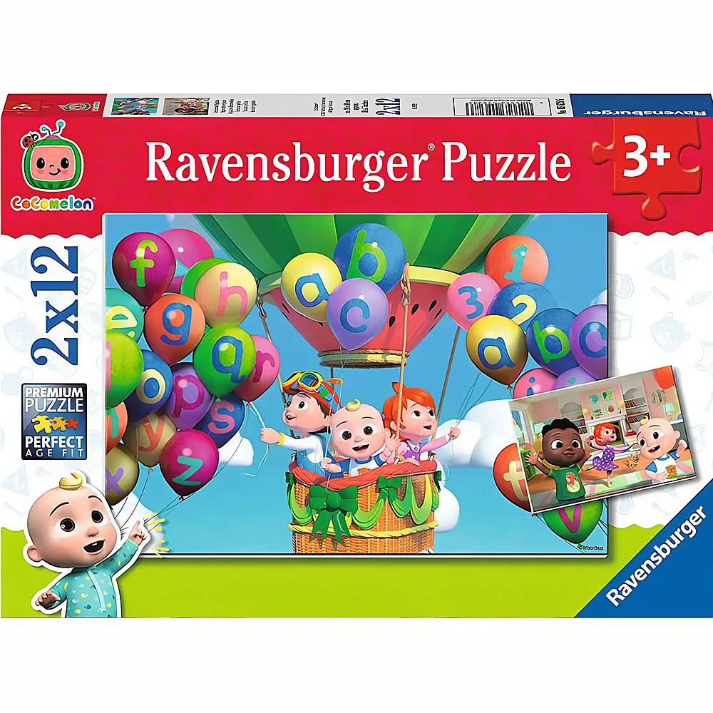 Ravensburger Puzzle CoComelon Lernen und Spielen 2x12