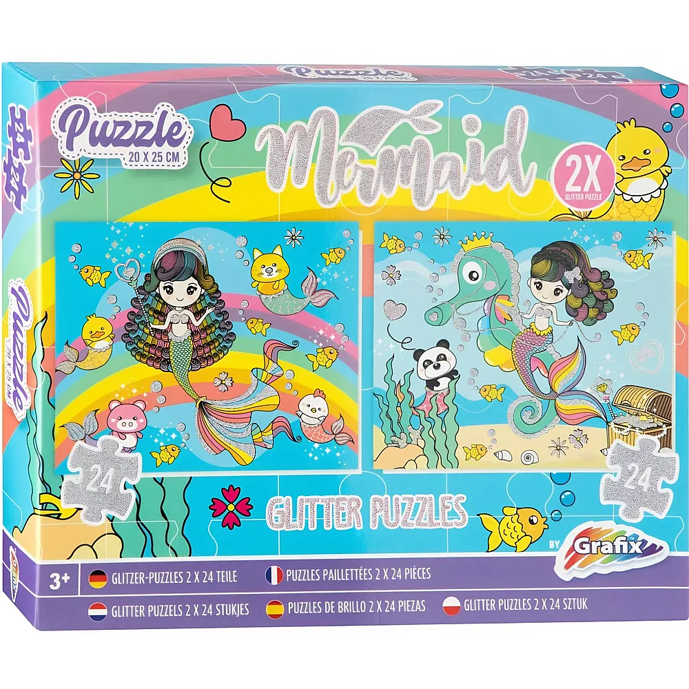 Grafix Puzzle Glitzer Meerjungfrau 2x24