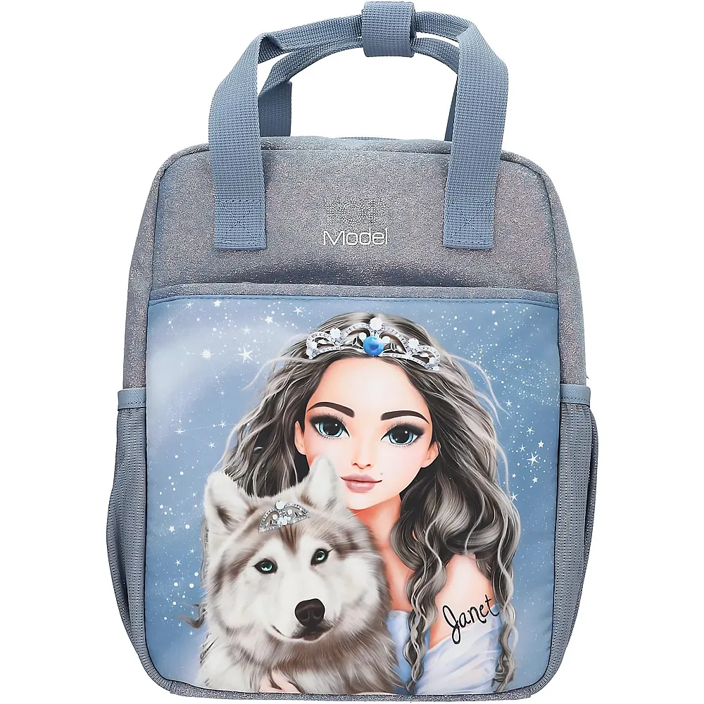 Depesche Top Model Wolf - Rucksack in Dunkelblau, mit Model Motiv, Sternen und Glitzer, Tasche mit verstellbaren Tr�gern
