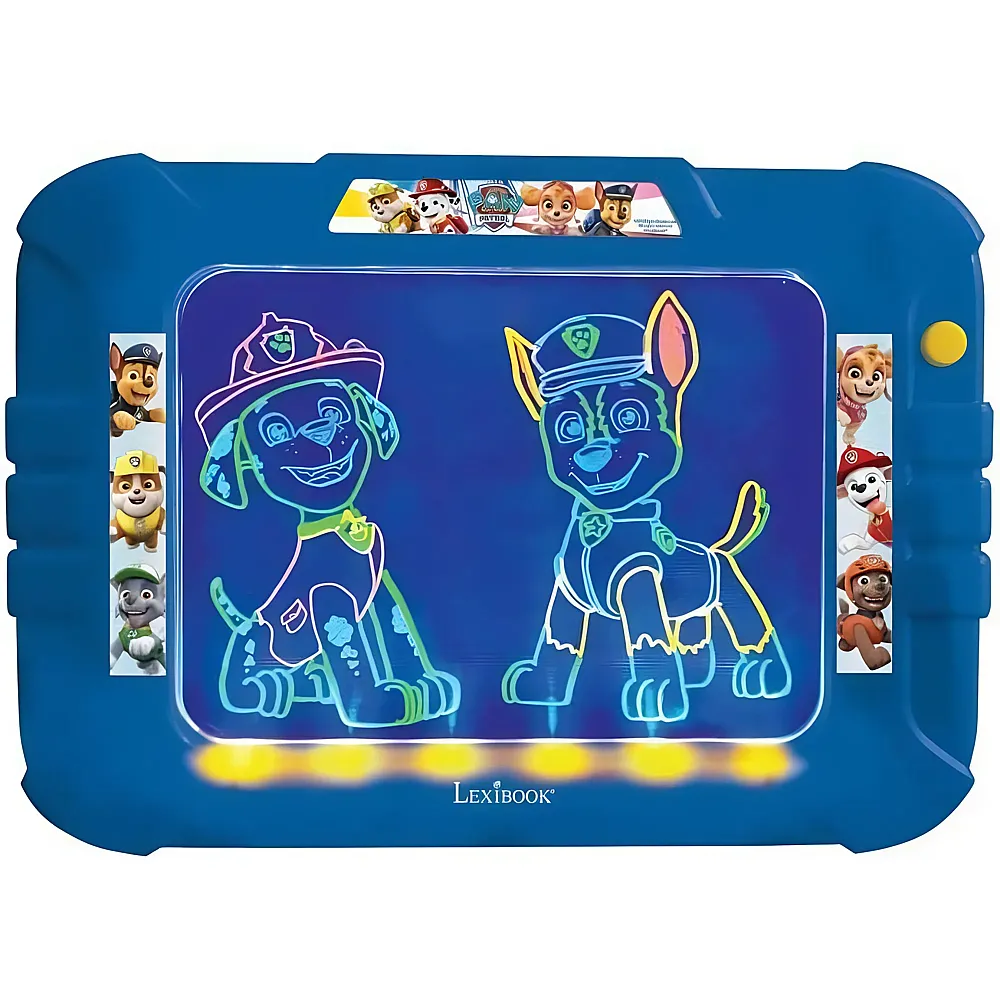 Lexibook Paw Patrol Neon Leuchtzeichentafel mit Stiften und Schablonen