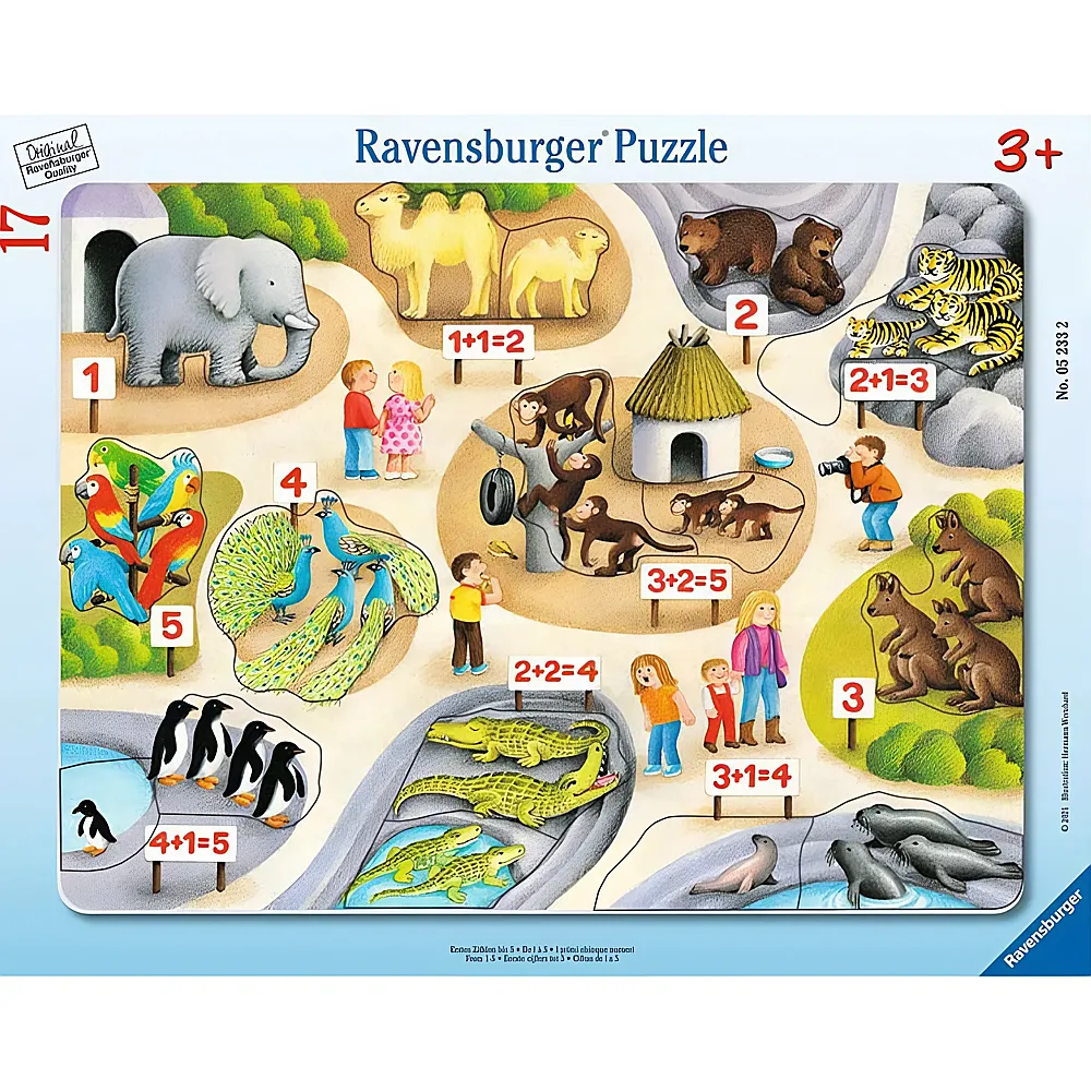 Ravensburger Puzzle Erstes Zhlen bis 5 17Teile | Rahmenpuzzle