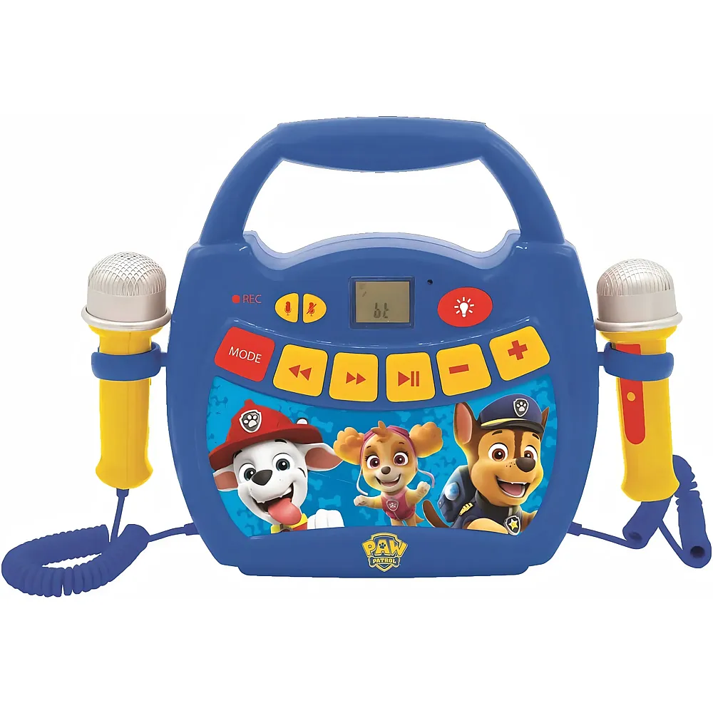 Lexibook Paw Patrol - Tragbarer digitaler Karaoke-Player f�r Kinder - Mikrofone, Lichteffekte, Bluetooth, Aufnahme- und