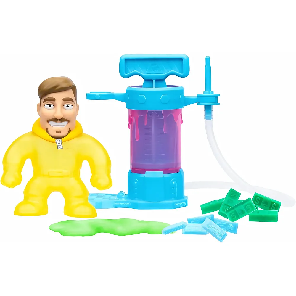 Moose Toys MRBEAST LAB Eigene Dehnbare MrBeast-Figur mit Schleimf�llung erschaffen mit der Kreationen-Station, 3 einzigartige Schleimf�llungen, Actionfigur Immer Wieder mischen, bef�llen und erschaffen