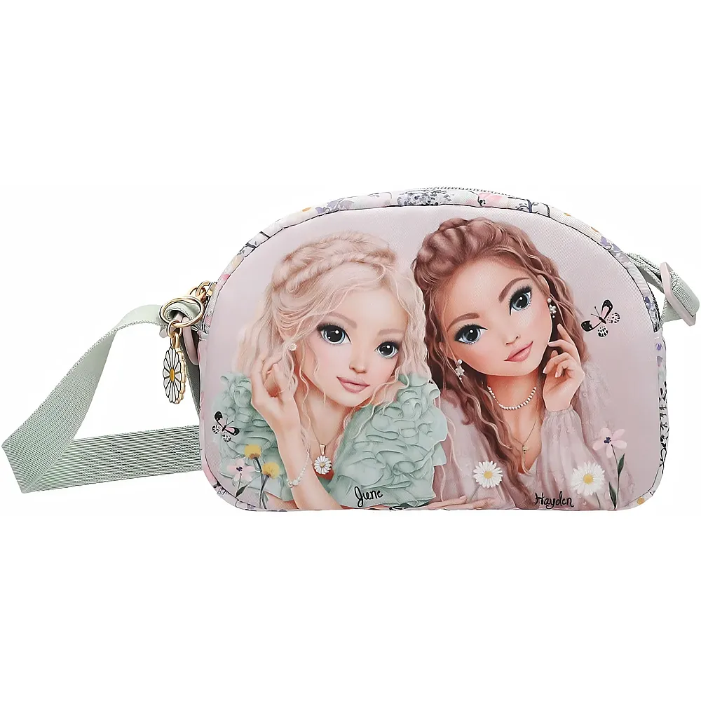 Depesche TOPModel Summer Feeling - Kleine Umh�ngetasche in Rosa, mit Model Motiv und Blumen Muster, Handtasche mit