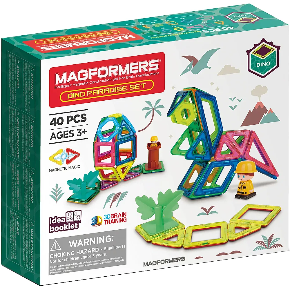 meinspielzeug - Magformers Dino Paradise Set - 40 Teile | Magnet-Bausteine