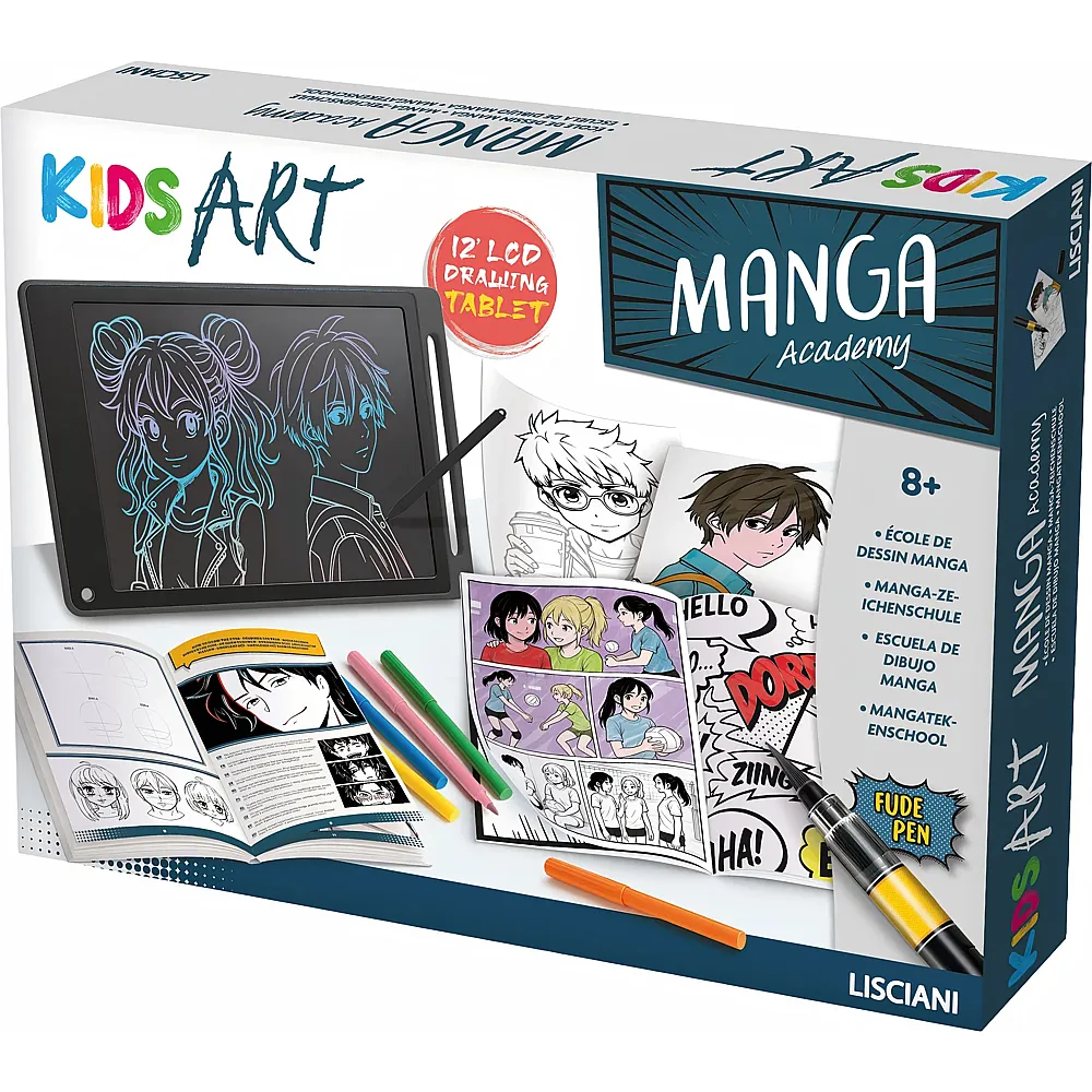 Lisciani Kids Art Manga Zeichenschule Anleitung, LCD Schreibtafel,