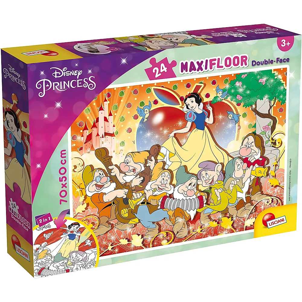 Lisciani Puzzle Maxifloor Double-Face Disney Princess 2in1 Schneewittchen zum Ausmalen 24Teile