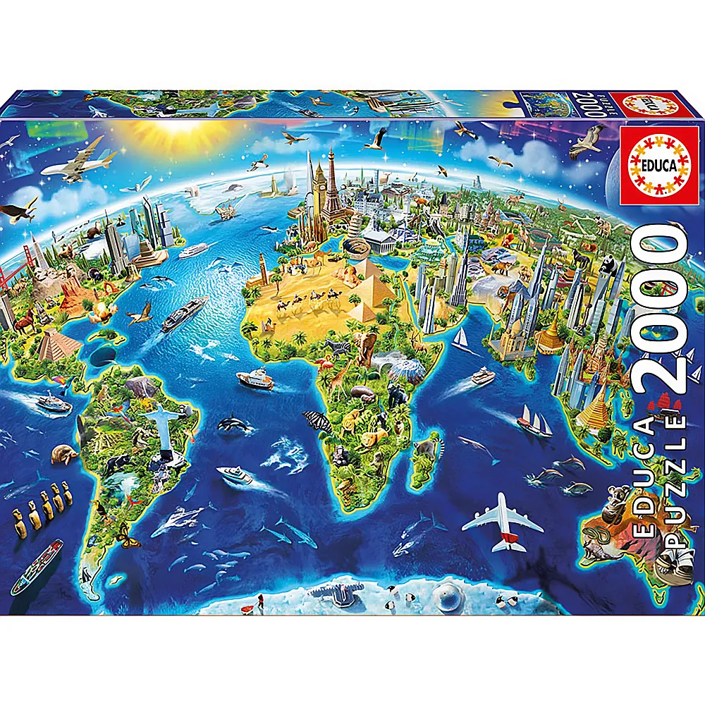 Educa Puzzle World Landmarks Globe 2000Teile