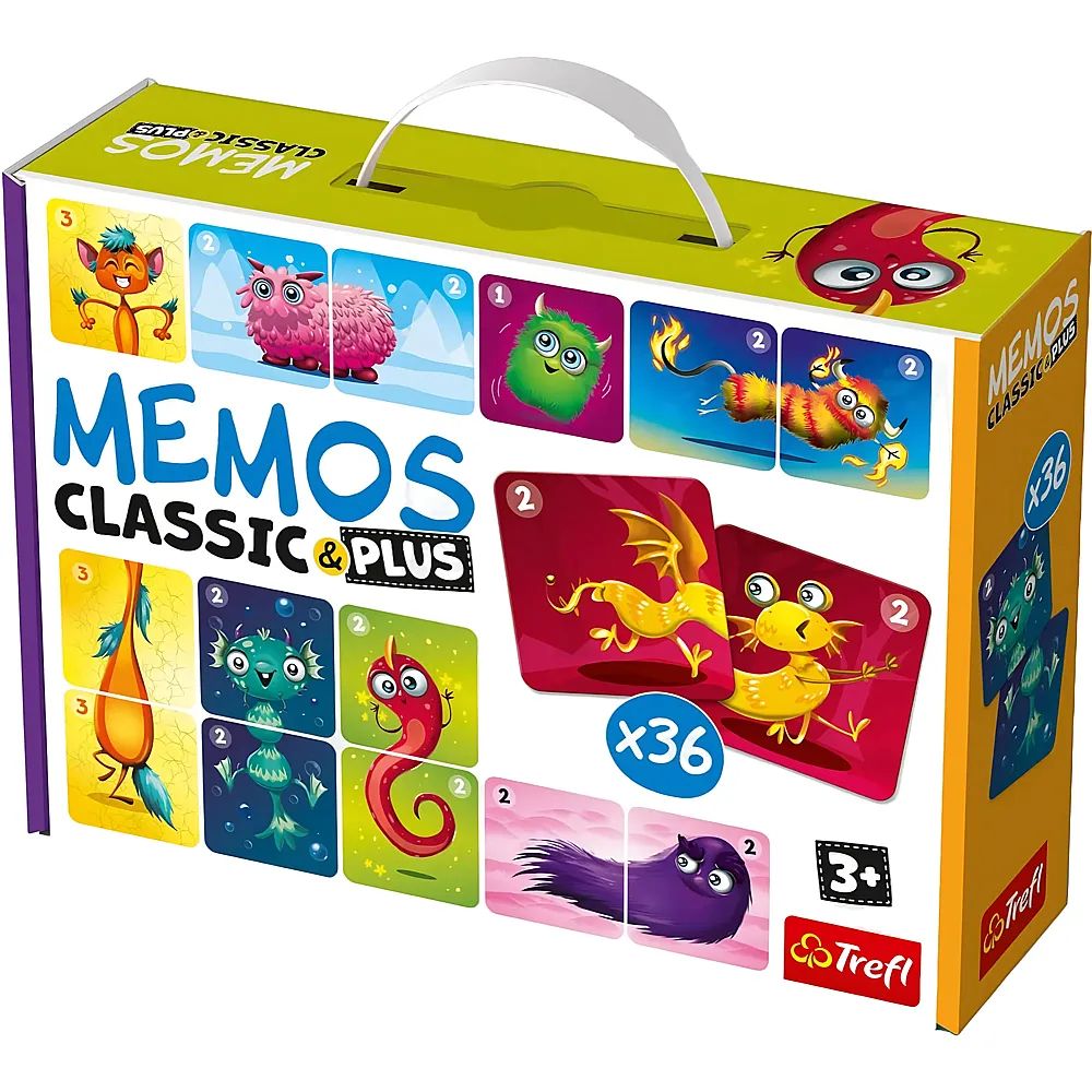 meinspielzeug - Trefl Memos Classic & Plus, Niedliche Monster - Lernspiel f�r Kleinkinder, Paare und Dreifachbilder Finden, Verschiedene
