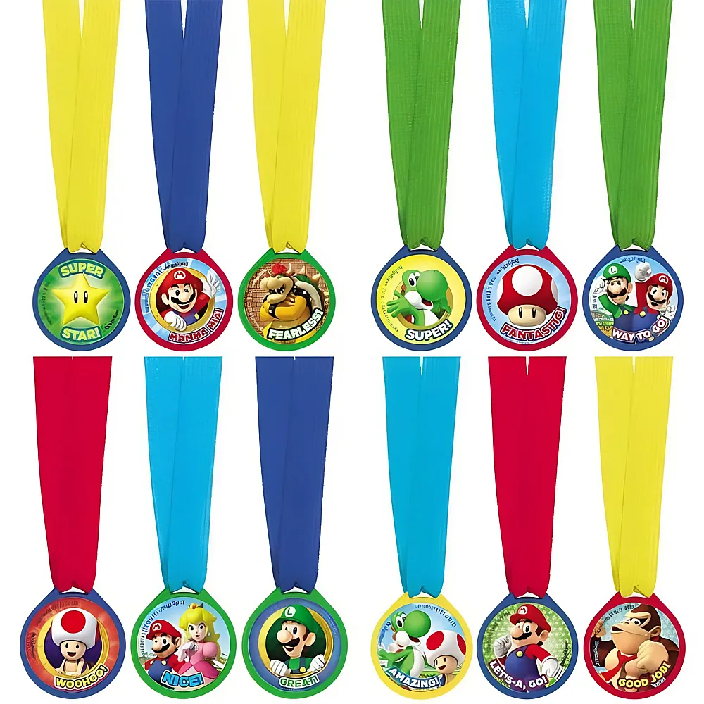 Amscan Super Mario Medaglie per vincitori - 12 pezzi