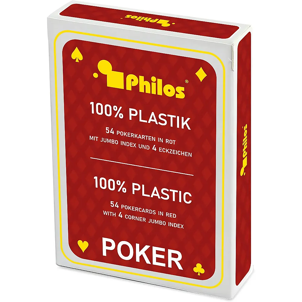 Philos Pokerkarten - rot - Plastik