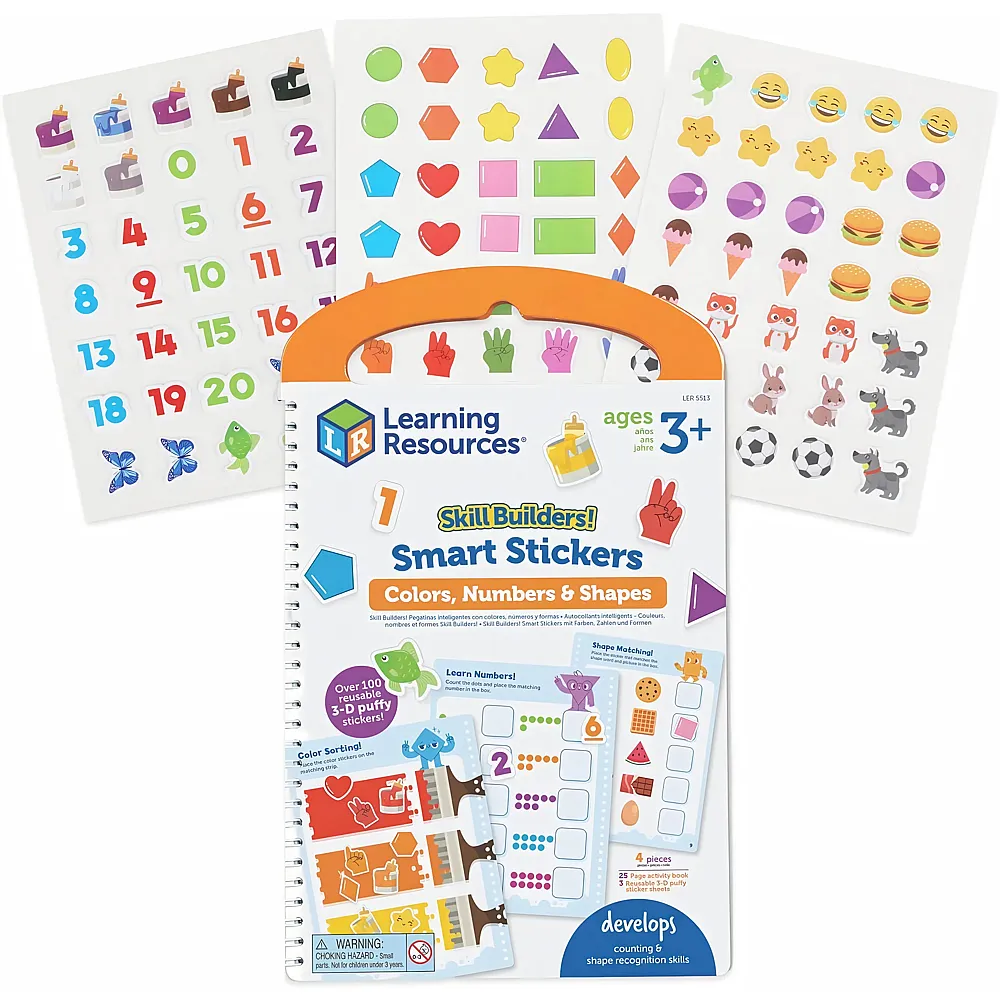 Learning Resources Skill Builders Smart Stickers Farben, Zahlen & Formen, Lernbuch mit Stickern ab 3 Jahren