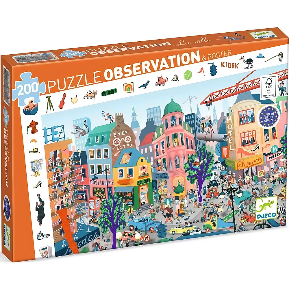 Djeco Die Stadt - Wimmelpuzzle - 200 Teile
