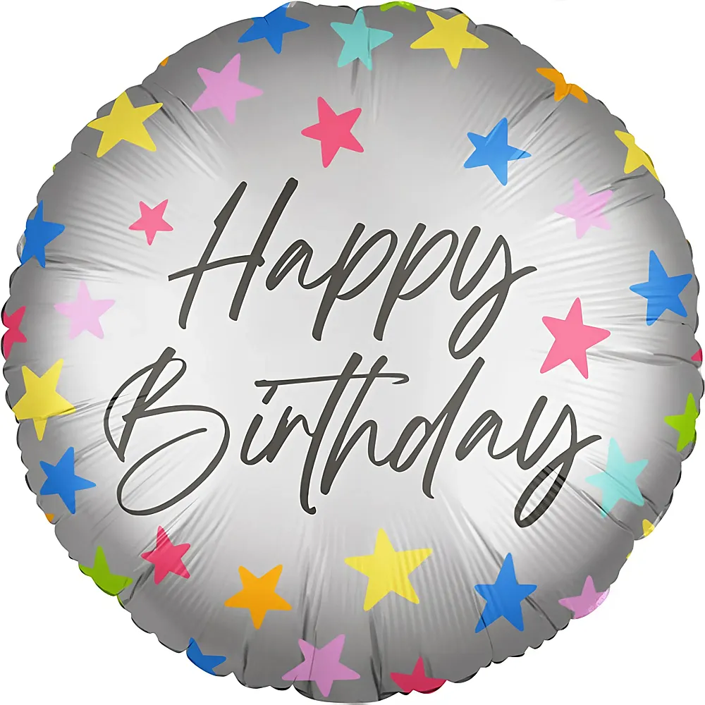 Procos Folienballon Happy Birthday Silber -  45 cm