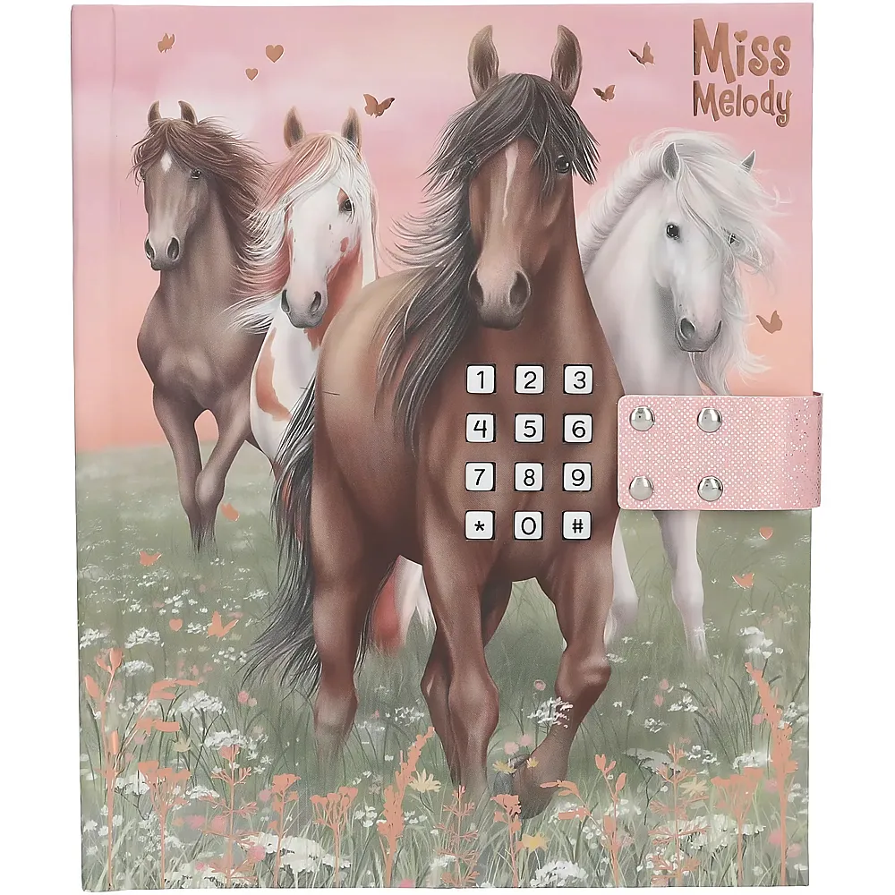 Depesche Miss Melody - Tagebuch mit Zahlen-Code und Sound, Buch in Rosa und Gr�n, mit Pferde Motiv und 80 linierten und bunt