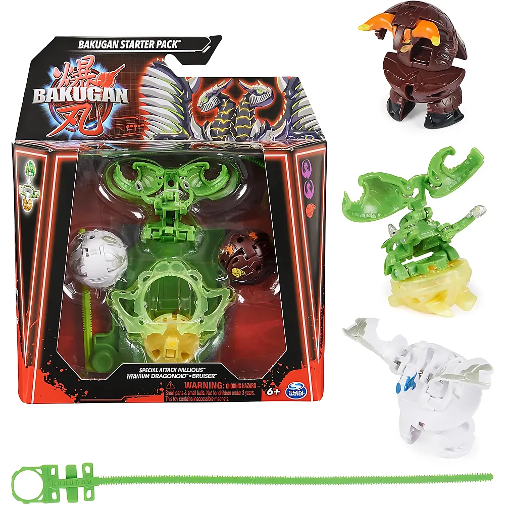 Spin Master Bakugan Starter Pack Special Attack Nillious, Titanium Dragonoid, Bruiser