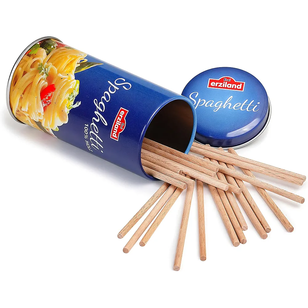 Erzi Spaghetti aus Holz in der Dose