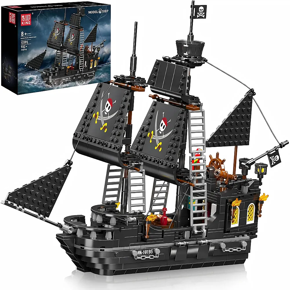 Mould King 10195 Black Pearl Segelschiff Piratenschiff Bausteine Bausatz, 932+ Teile mit Detailliertem Design, Geschenk f�r