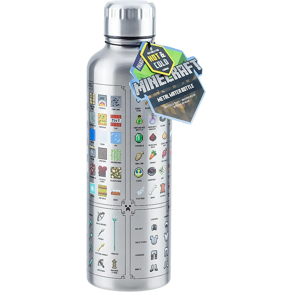 Paladone Minecraft Metall-Trinkflasche - 470 ml