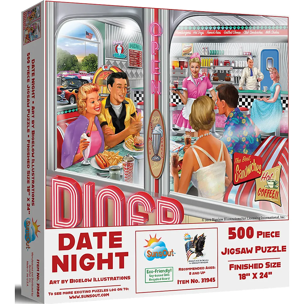 SunsOut Puzzle Bigelow Illustrations Date Night - 500 Teile