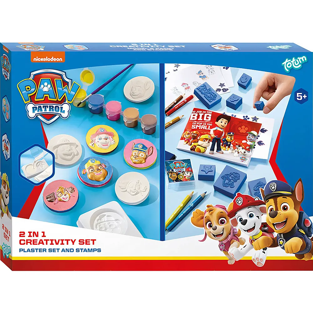 meinspielzeug - Totum Paw Patrol 2in1 Gipsabdruck- und Stempel-Bastelset | Stempelsets