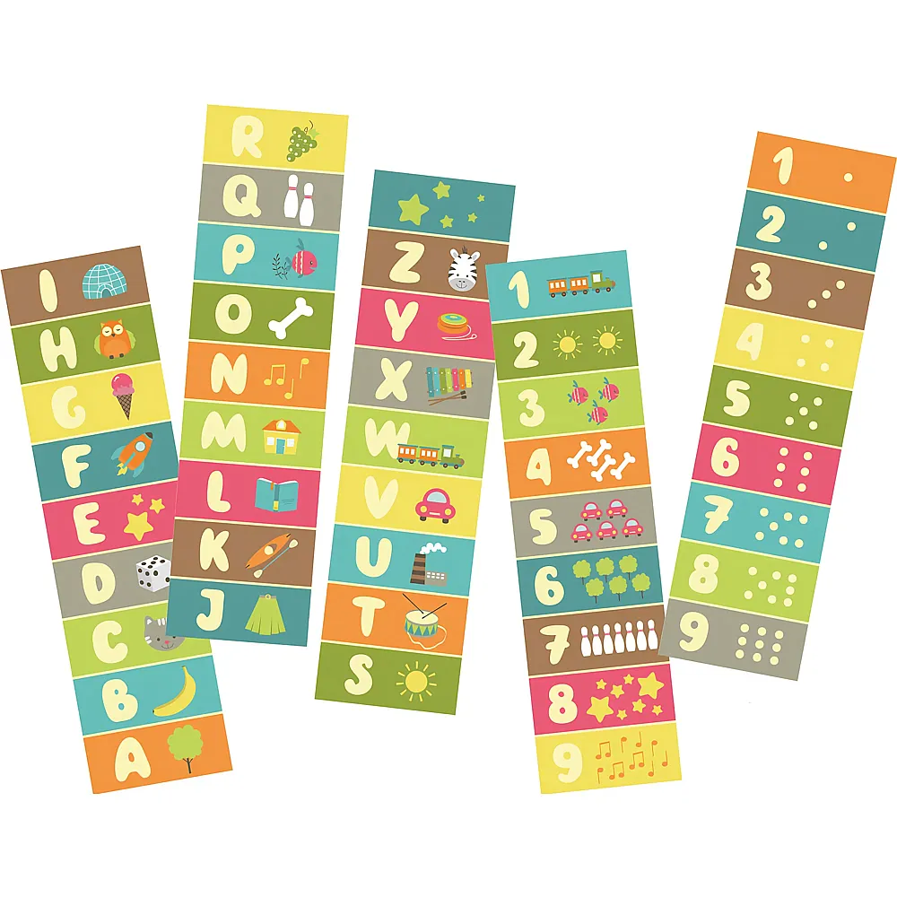 Achoka Spielmatte mit Buchstaben und Zahlen, 40 x 150 cm, 5er-Set