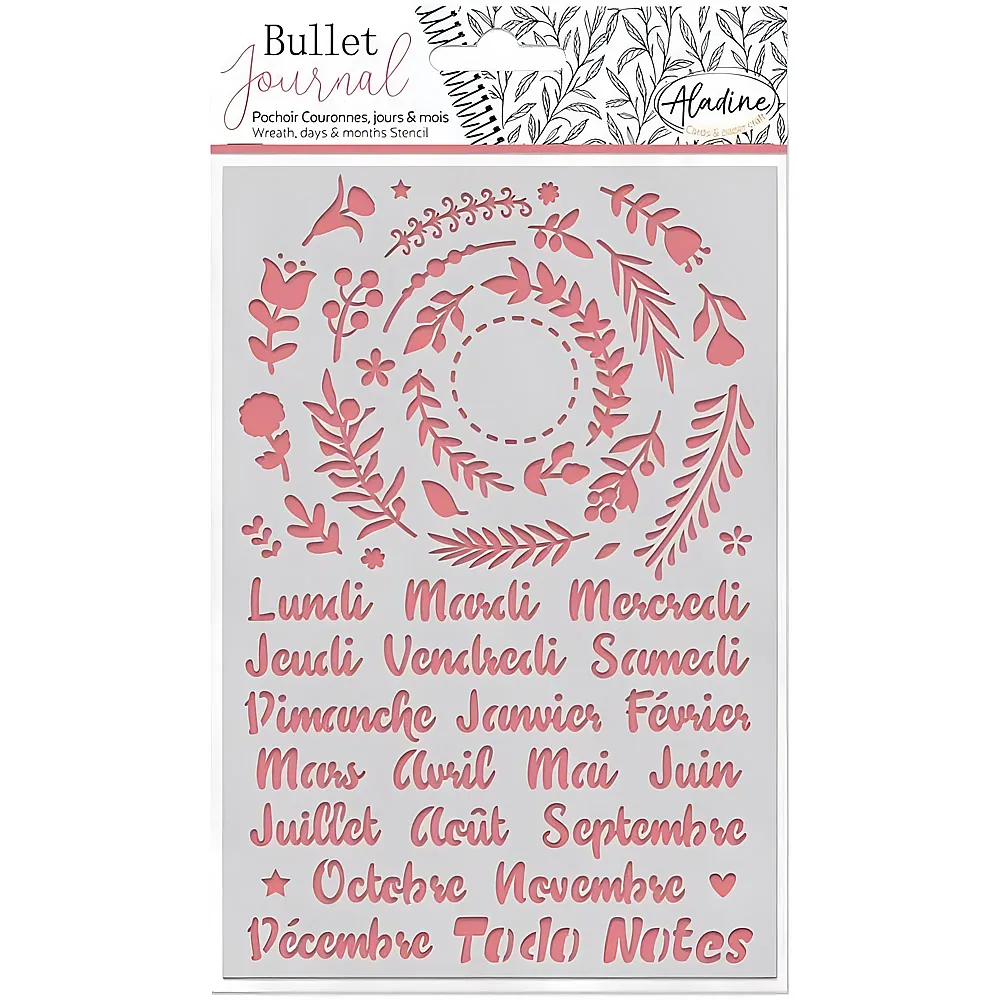 Aladine Bullet Journal Schablone Kronen, Tage & Monate - Franais | Malsets