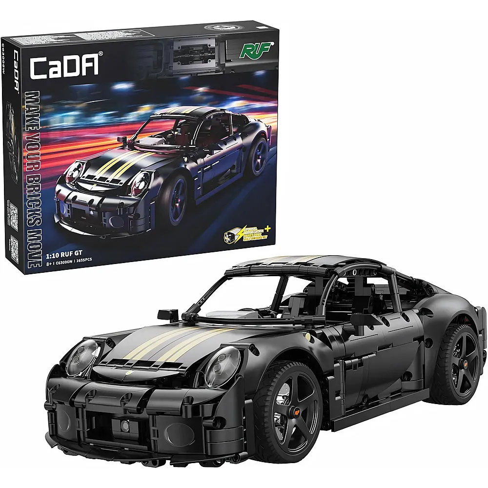 CaDa RUF GT Sportfahrzeug Schwarz - 1655 Teile