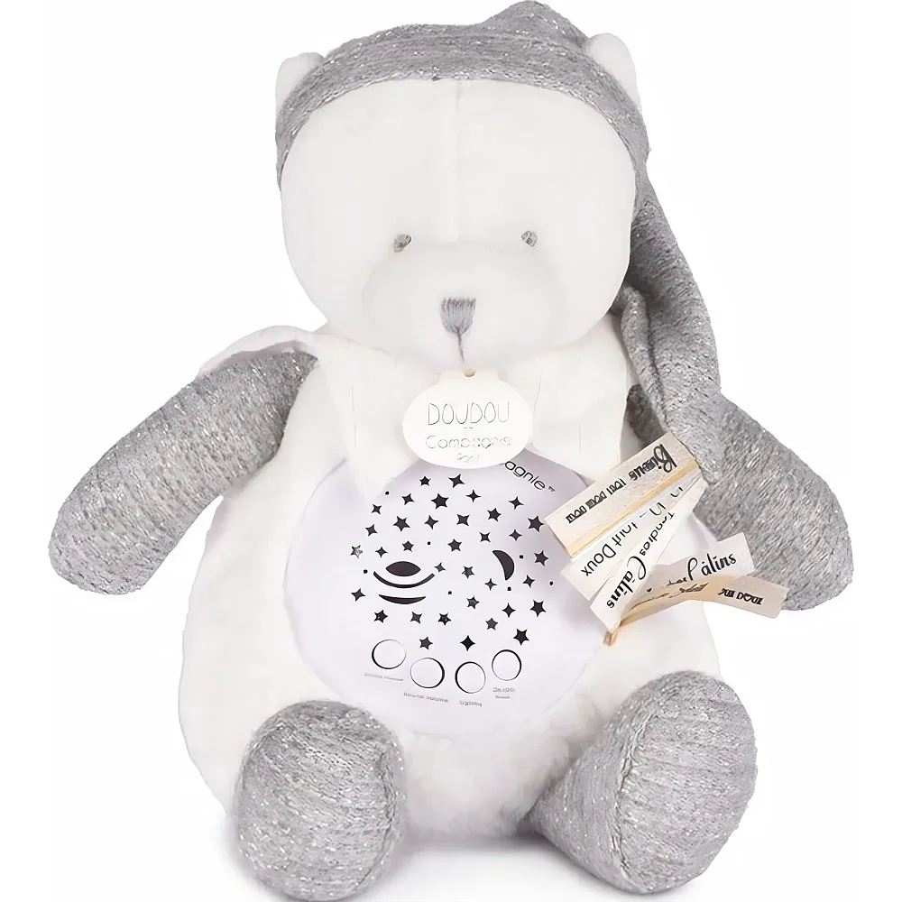Doudou et Compagnie Nachtlicht Sterne & Musik, B�r silber 19cm