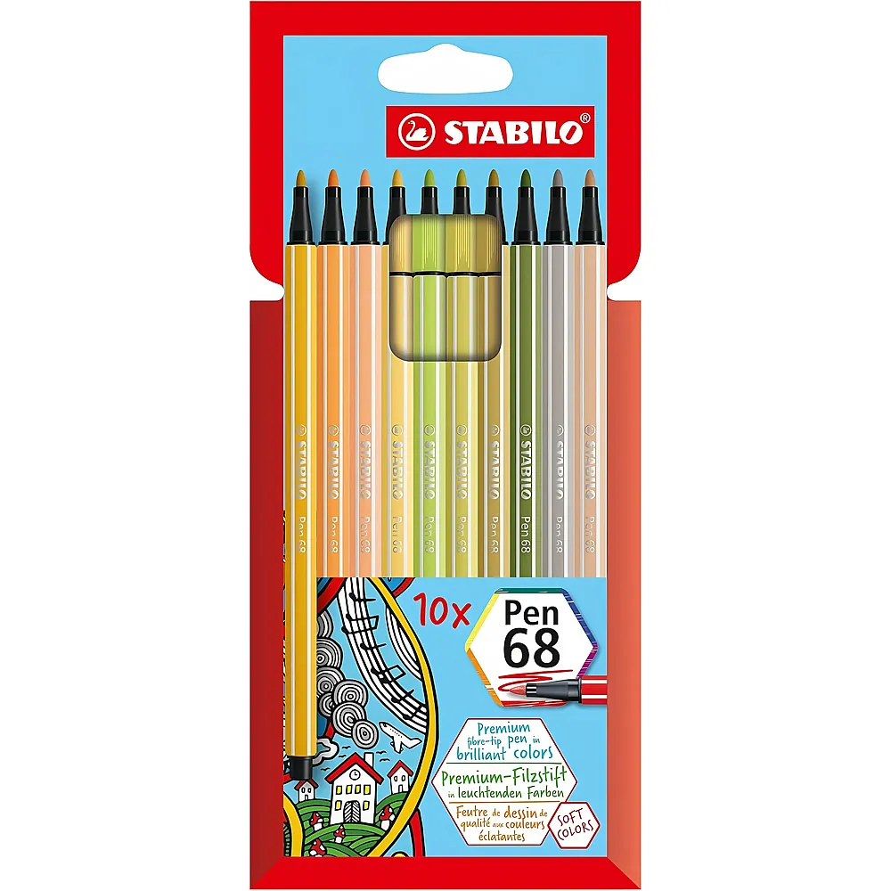 Stabilo Pen 68 Filzstifte, 10 Stk.
