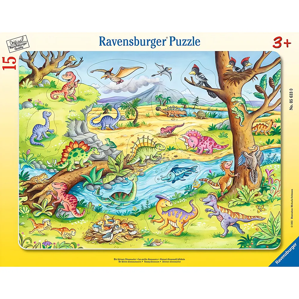 Ravensburger Puzzle Die kleinen Dinosaurier 15Teile | Rahmenpuzzle